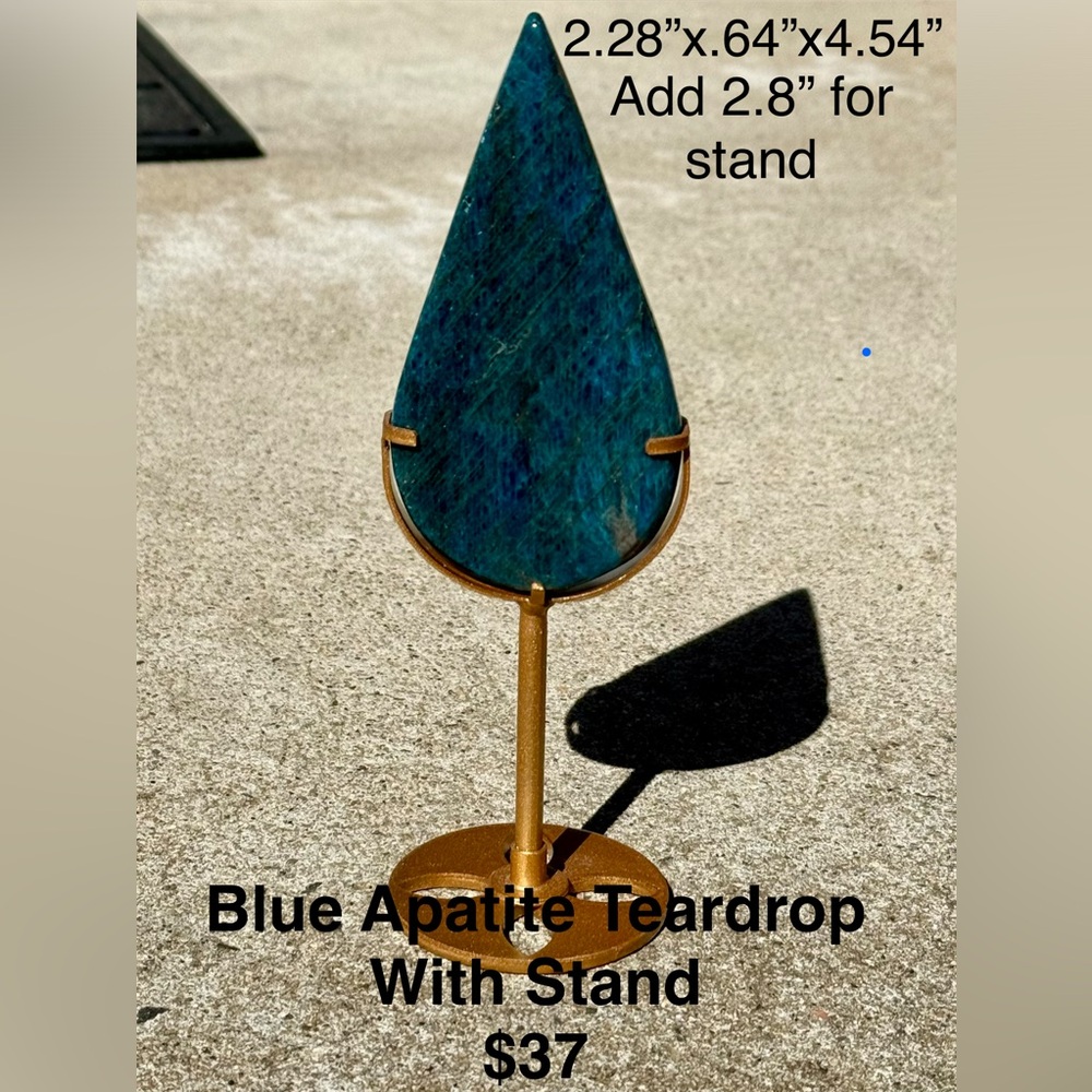 Blue Apatite Teardrop Stone Display
